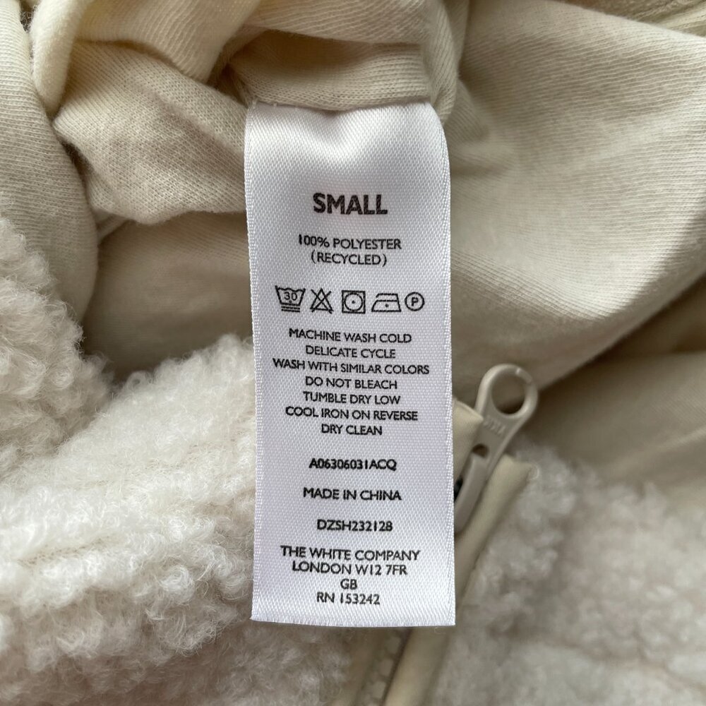 The White Company Borg Oversized Sherpa Hoodie Cream Pullover Funnel Neck Size S - Picture 7 of 8